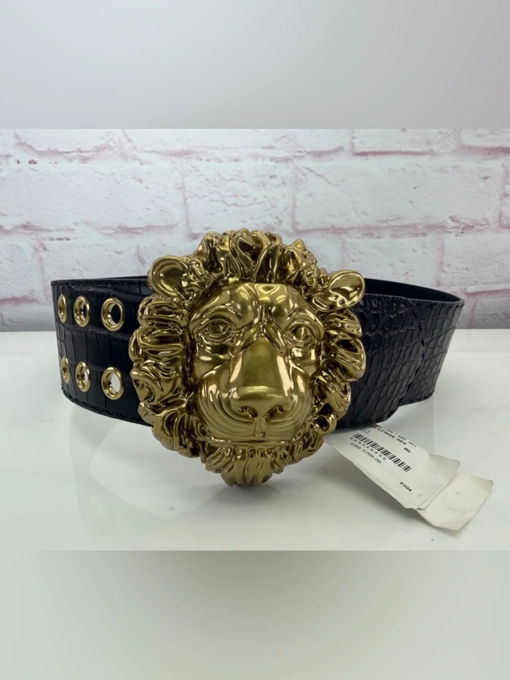 Gucci RUNWAY CROCODILE LIONHEAD WIDE BELT $2700 New Gucci Exclusive $2300 Mens Crocodile Caiman Belt Square  main image 2